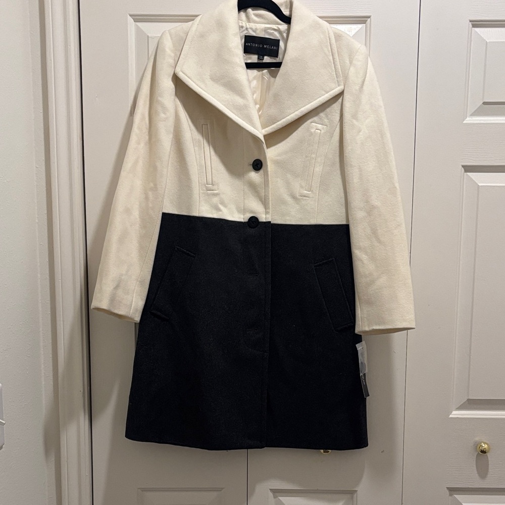 ANTONIO MELANI Black and Cream Trench Coat